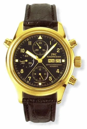 IWC Pilot's Watch Doppelchronograph Yellow Gold / Black / Italian IW3713-14 (IW371314)